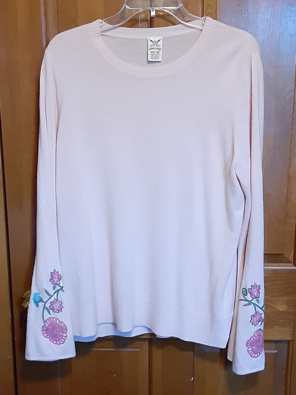 Faded Glory Embroidered Pink Sweater